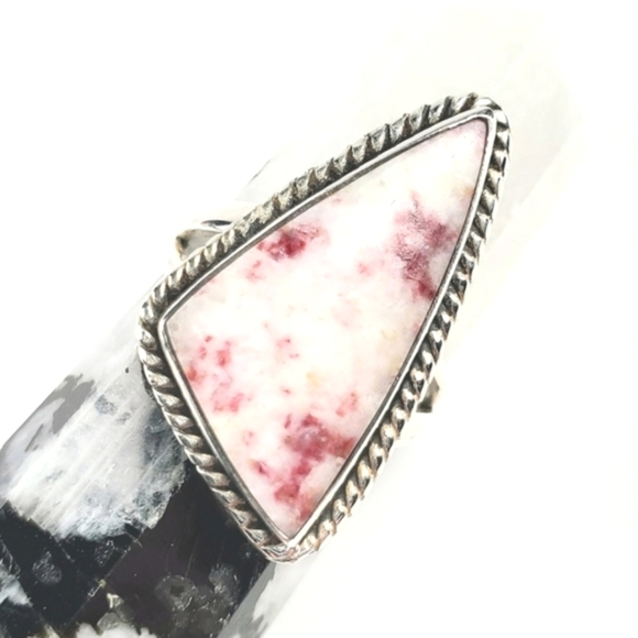 Sterling Silver Rare Cinnabar Triangle Ring Size 7.5 - Picture 14 of 14
